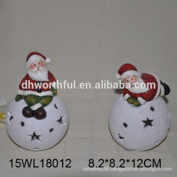Ceramic Christmas ornament santa with LED